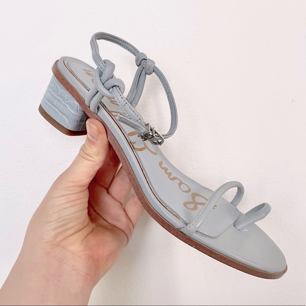 SAM EDELMAN Baby Blue Isle Straps Sandal Flat Leather Animal Print